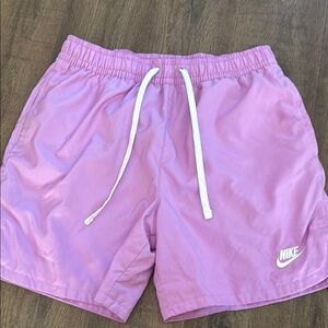 Nike Light Pink Swim Shorts with White Drawstring
